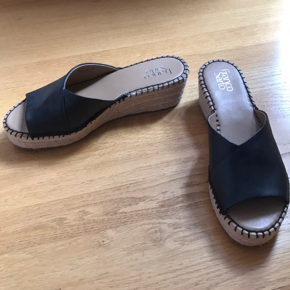 LAST DAY LISTED! Franco Sarto leather black slides